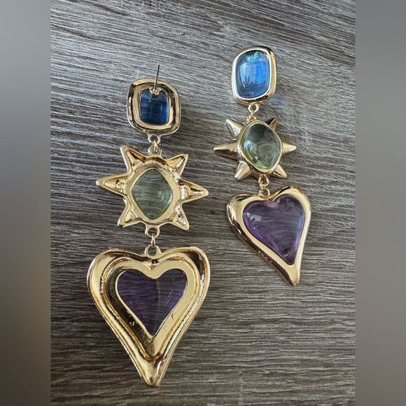 Purple Statement Earrings N909 - Picture 3 of 4